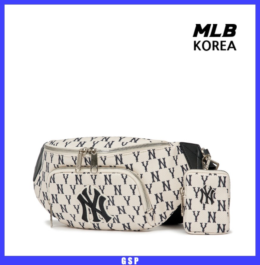 896 -  Túi MLB Monogram Hip Sack New York Yankees - Cream - Túi Bao Tử - Code 3AHSM012N-50CRD [HÀNG CHÍNH HÃNG]