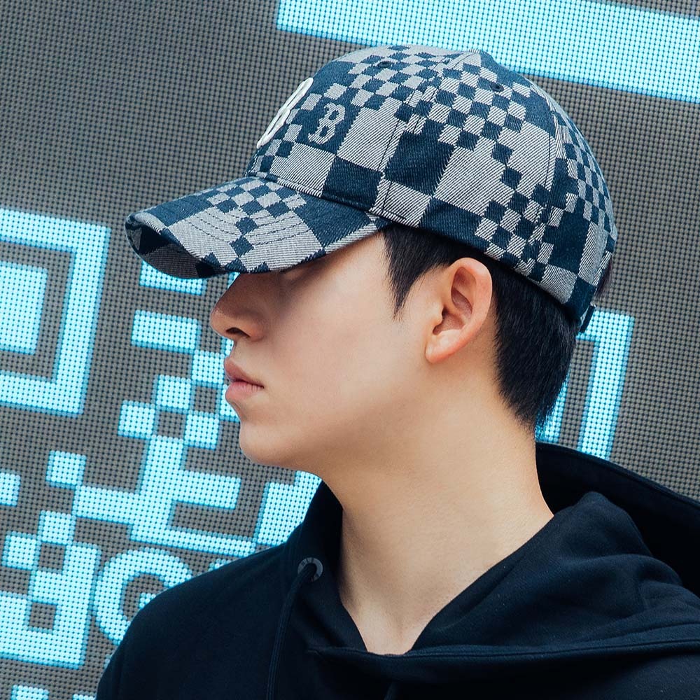 999 -  Nón MLB Monogram Checker Board Big B Denim FW Unisex Street Style - Code 3ACPCC12N 43BKS [HÀNG CHÍNH HÃNG]