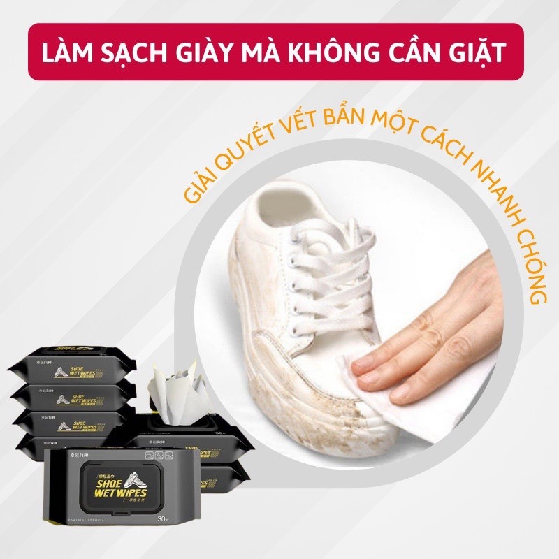 267 - Khăn ướt lau giày Sneker Shoes Wet Wipes 80 tờ