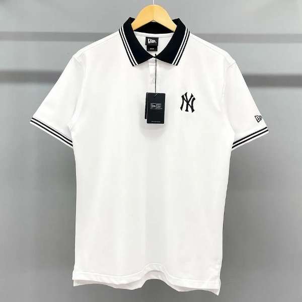 1208 - Áo Polo New Era NY Basic Trắng - Viền Cổ Đen [HÀNG CHÍNH HÃNG]