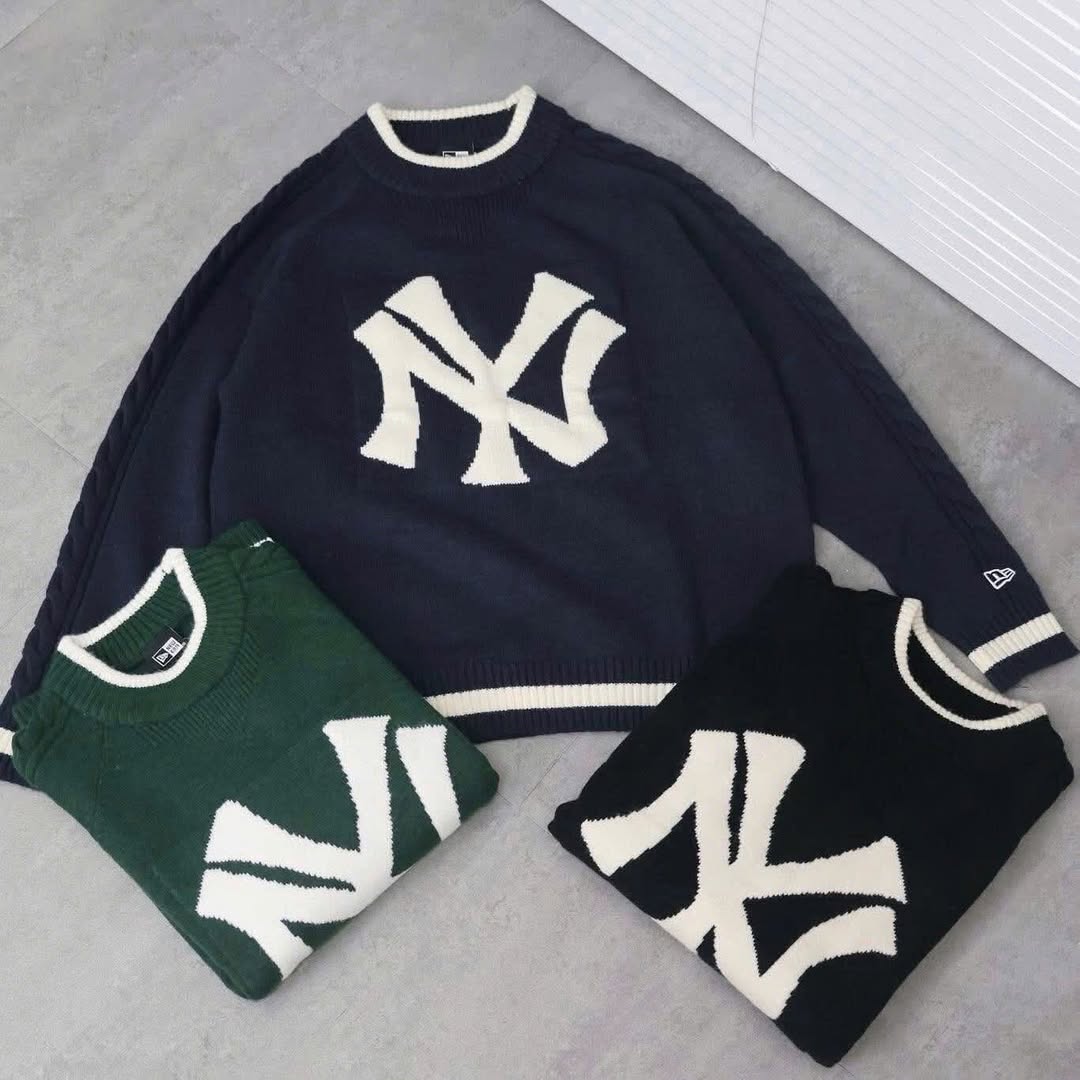 1983 - Áo Sweater New Era Knit NY Trắng Xanh Lá [HÀNG CHÍNH HÃNG]