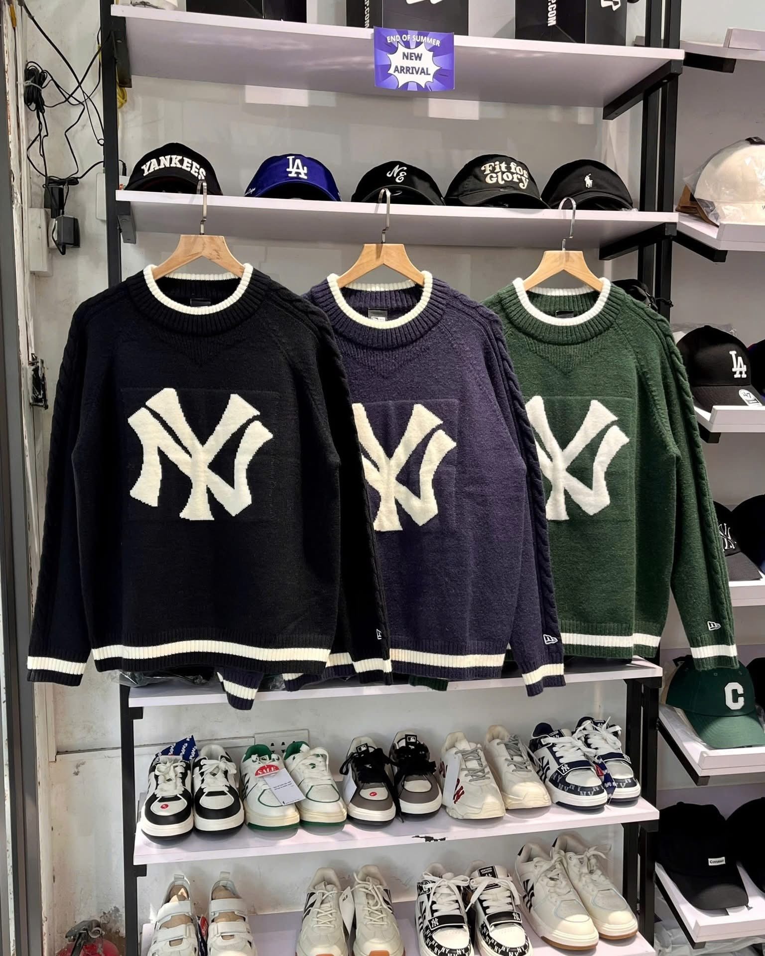 1982 - Áo Sweater New Era Knit NY Trắng Xanh Navy [HÀNG CHÍNH HÃNG]
