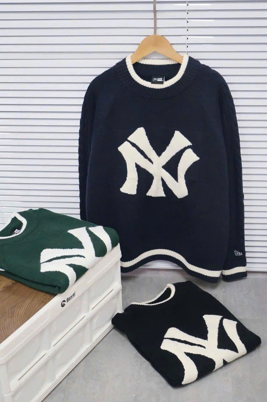 1982 - Áo Sweater New Era Knit NY Trắng Xanh Navy [HÀNG CHÍNH HÃNG]