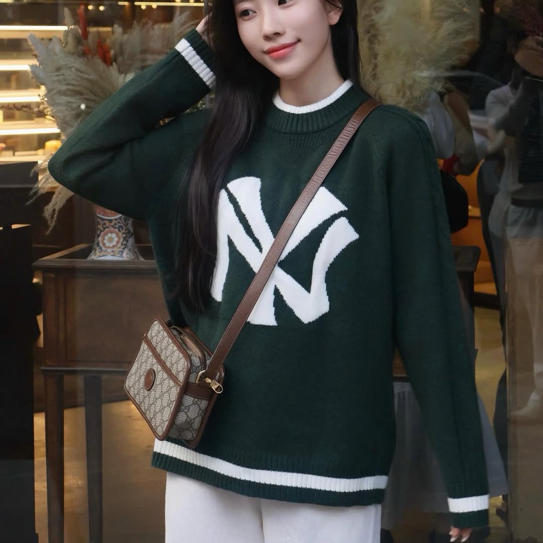 1983 - Áo Sweater New Era Knit NY Trắng Xanh Lá [HÀNG CHÍNH HÃNG]