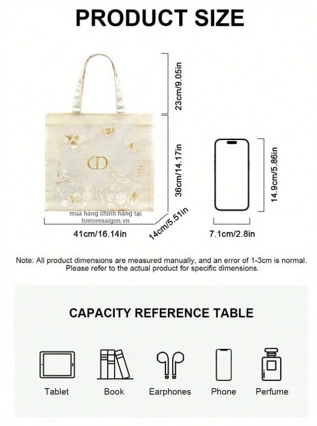 2743 - Túi Tote Dior Butterfly Gift Trắng Kem (Gift Hãng Tặng Khách) [HÀNG CHÍNH HÃNG]