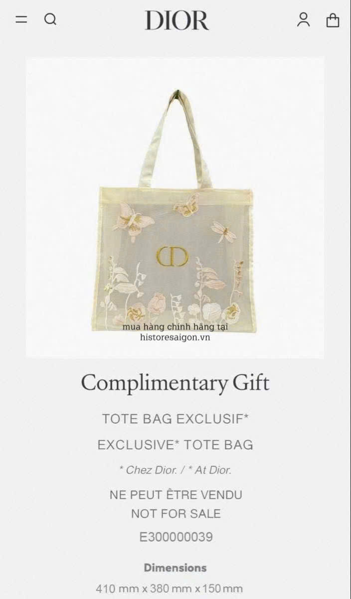 2743 - Túi Tote Dior Butterfly Gift Trắng Kem (Gift Hãng Tặng Khách) [HÀNG CHÍNH HÃNG]
