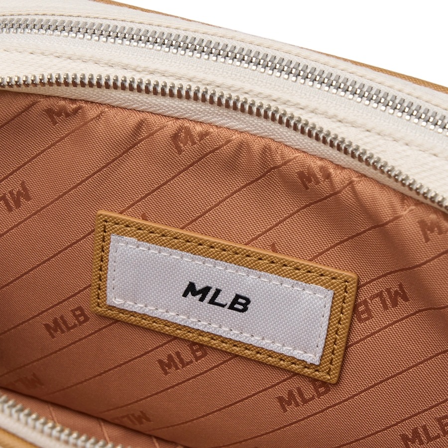 565 -  Túi MLB NY Monogram Chìm Mini - Trắng Kem viền Nâu - Code 3ACRS014N 50CRD [HÀNG CHÍNH HÃNG]