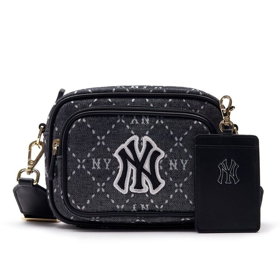 463 -  Túi Đeo Chéo MLB NY Monogram JQD - Đen Xám - Code 7ACRMD73N-50BKS [HÀNG CHÍNH HÃNG]