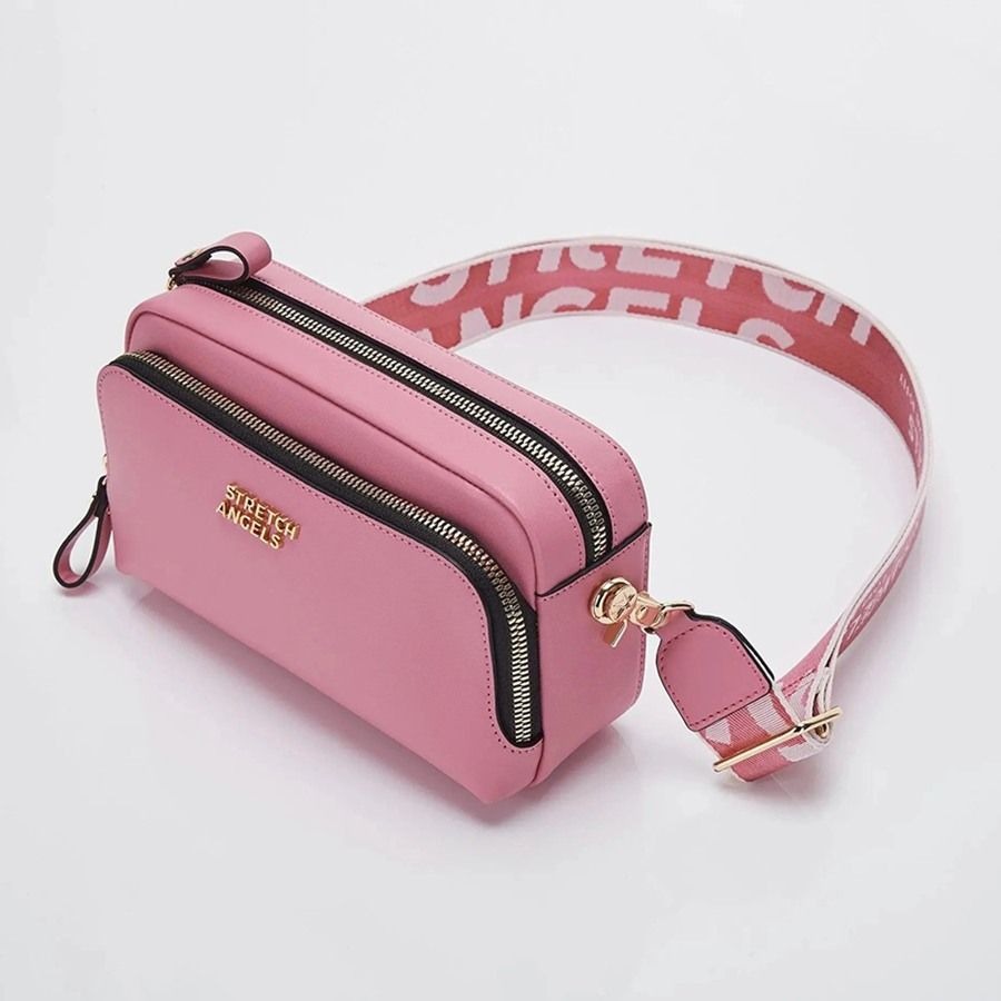 605 -  Túi Đeo Chéo Stretch Angels Panini Metal Logo Solid Bag Pink Màu Hồng SUMR01911-PK [HÀNG CHÍNH HÃNG]