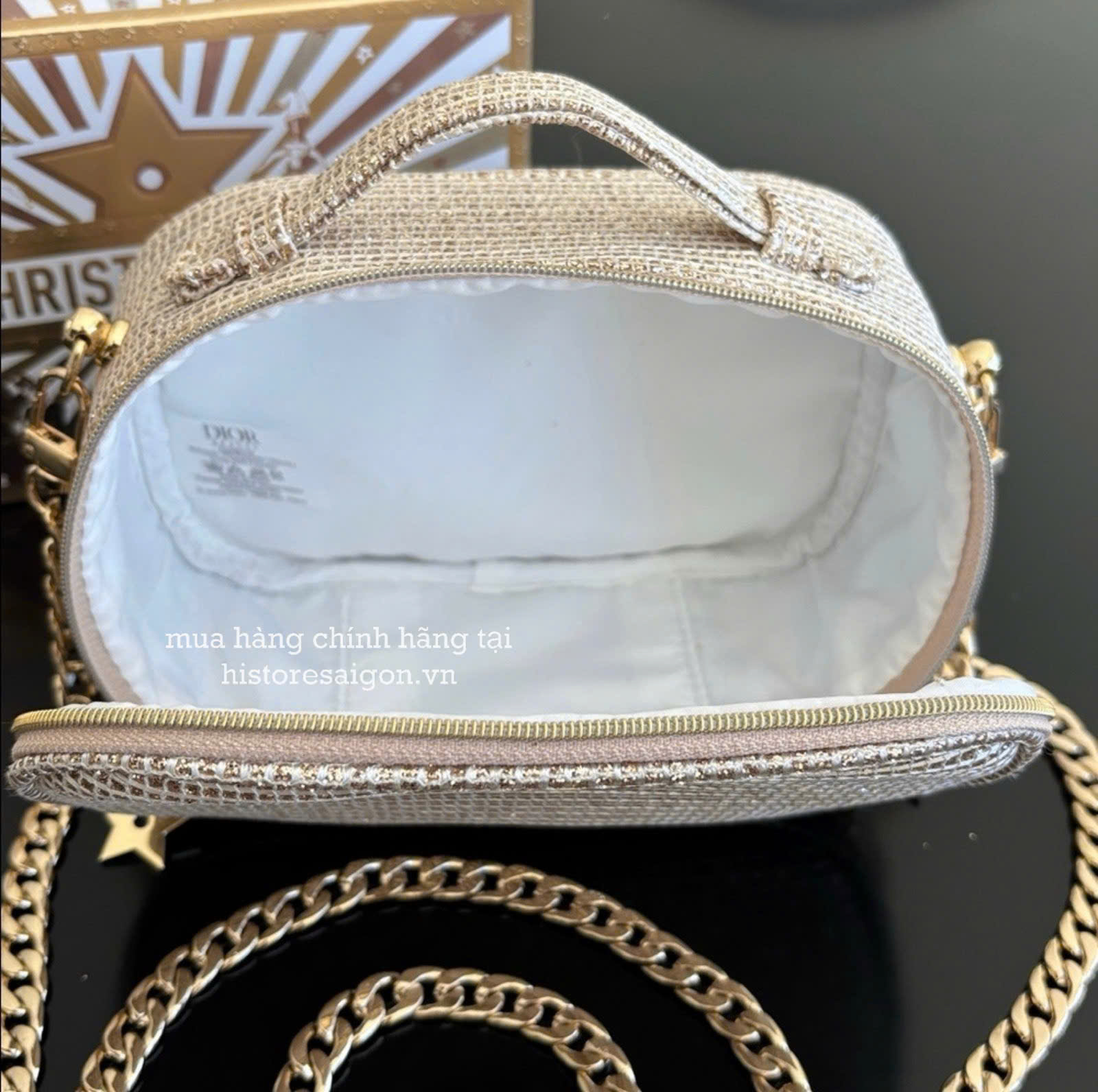 2135 - Túi Dior Crystal Gold Woven Gift - Dior Beauty Xmas Gift (Gift Hãng Tặng Khách) [HÀNG CHÍNH HÃNG]