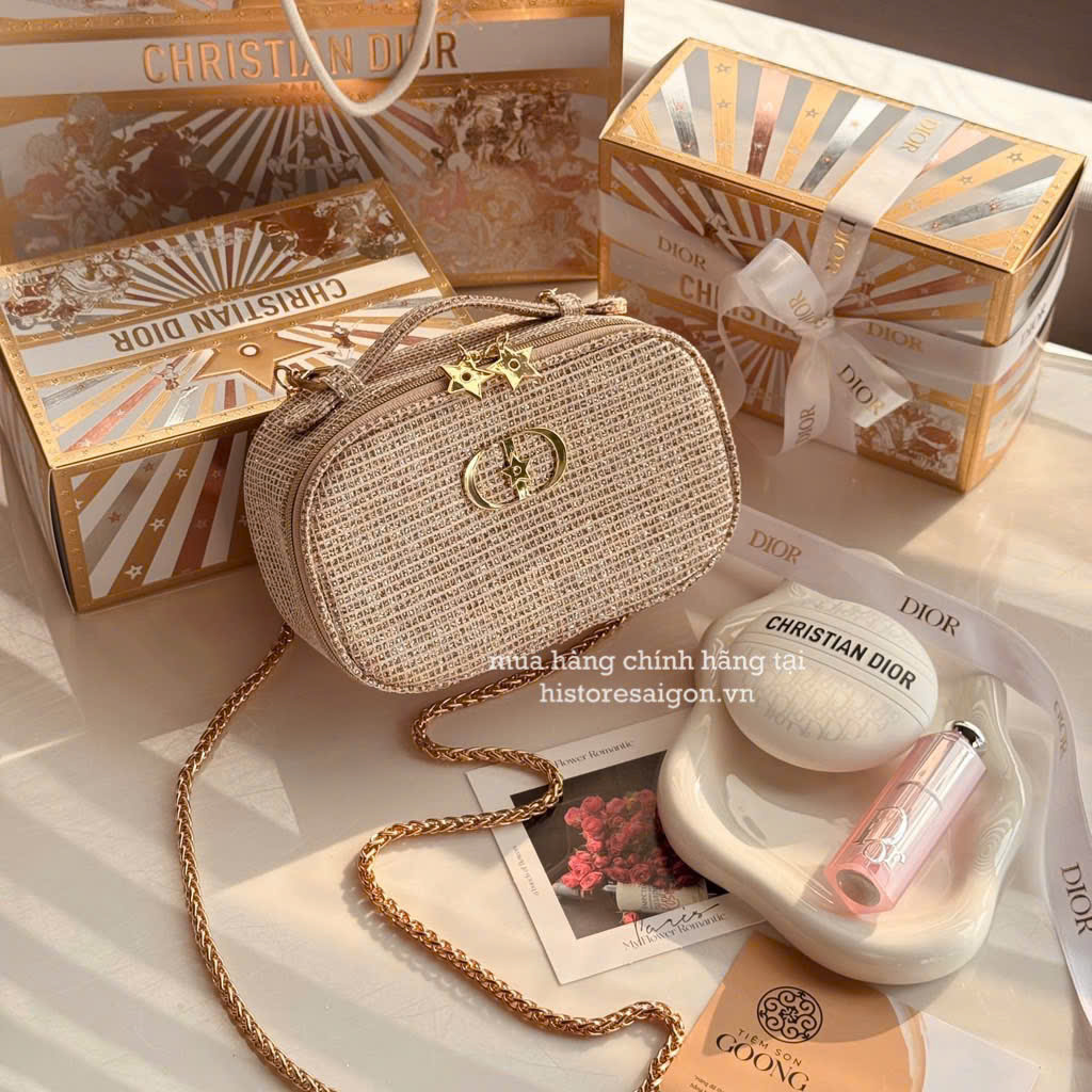 2135 - Túi Dior Crystal Gold Woven Gift - Dior Beauty Xmas Gift (Gift Hãng Tặng Khách) [HÀNG CHÍNH HÃNG]
