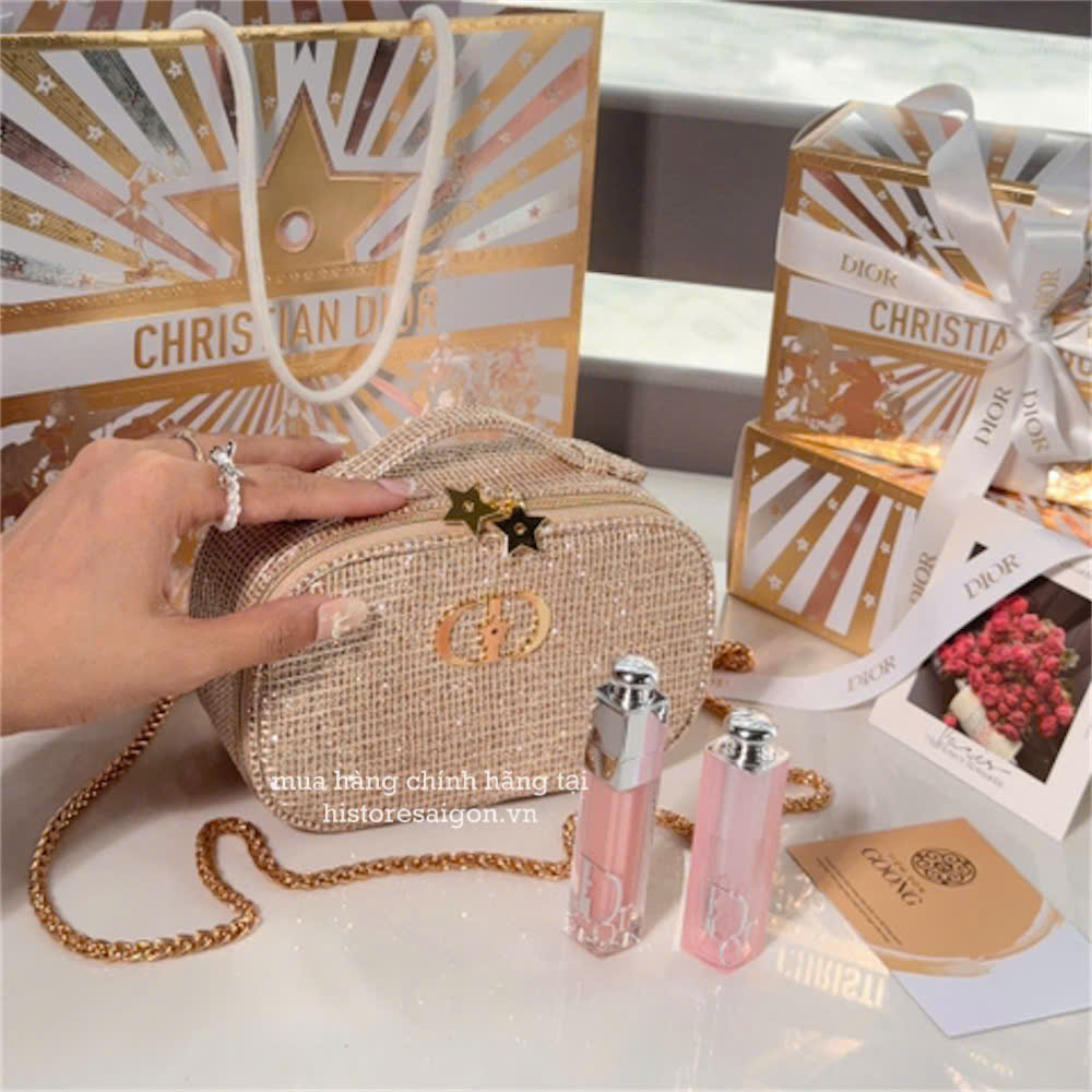 2135 - Túi Dior Crystal Gold Woven Gift - Dior Beauty Xmas Gift (Gift Hãng Tặng Khách) [HÀNG CHÍNH HÃNG]