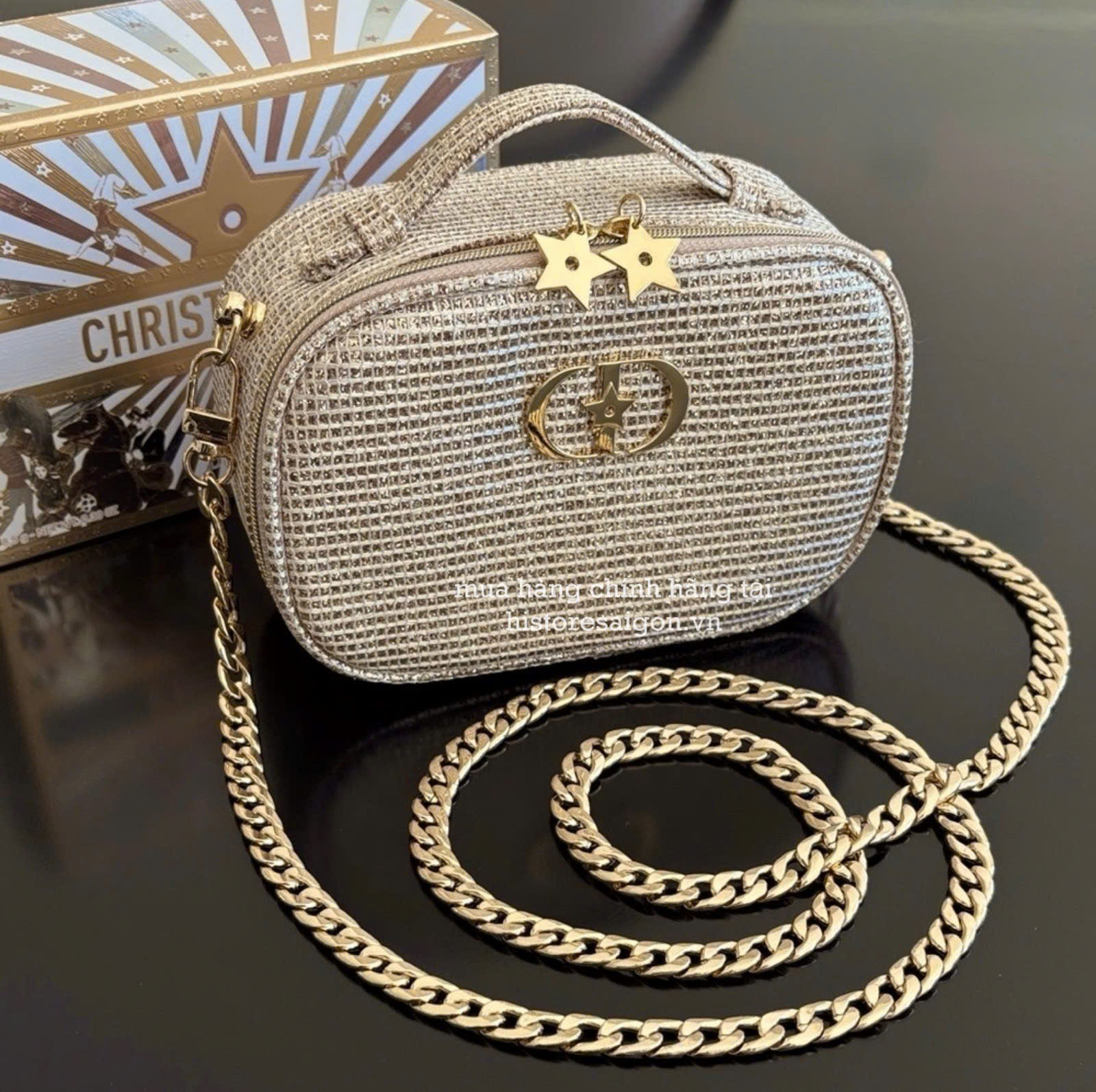 2135 - Túi Dior Crystal Gold Woven Gift - Dior Beauty Xmas Gift (Gift Hãng Tặng Khách) [HÀNG CHÍNH HÃNG]