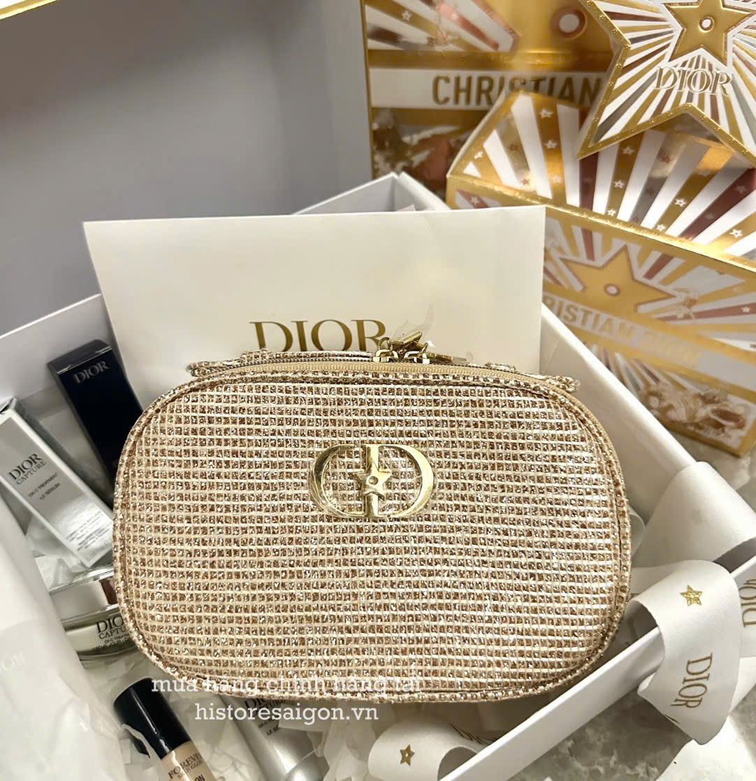 2135 - Túi Dior Crystal Gold Woven Gift - Dior Beauty Xmas Gift (Gift Hãng Tặng Khách) [HÀNG CHÍNH HÃNG]