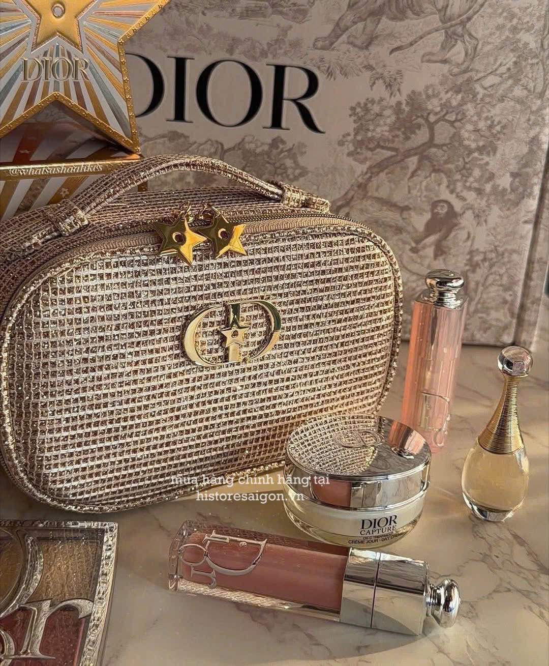 2135 - Túi Dior Crystal Gold Woven Gift - Dior Beauty Xmas Gift (Gift Hãng Tặng Khách) [HÀNG CHÍNH HÃNG]