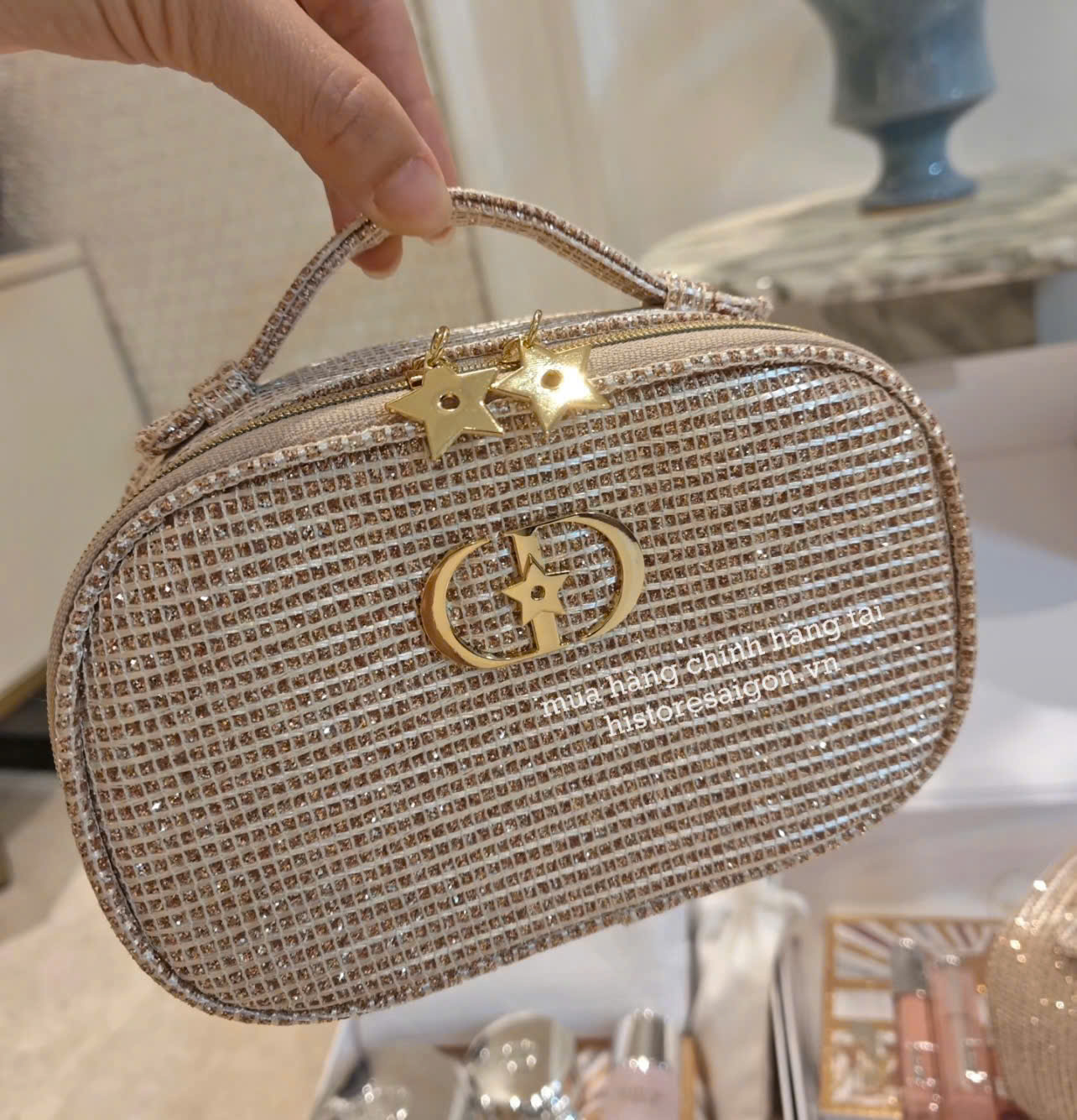 2135 - Túi Dior Crystal Gold Woven Gift - Dior Beauty Xmas Gift (Gift Hãng Tặng Khách) [HÀNG CHÍNH HÃNG]