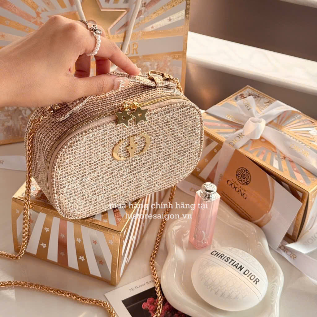 2135 - Túi Dior Crystal Gold Woven Gift - Dior Beauty Xmas Gift (Gift Hãng Tặng Khách) [HÀNG CHÍNH HÃNG]
