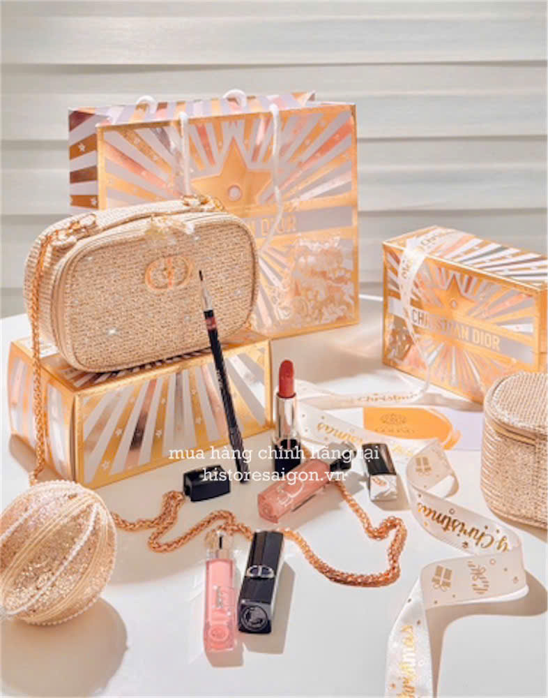 2135 - Túi Dior Crystal Gold Woven Gift - Dior Beauty Xmas Gift (Gift Hãng Tặng Khách) [HÀNG CHÍNH HÃNG]