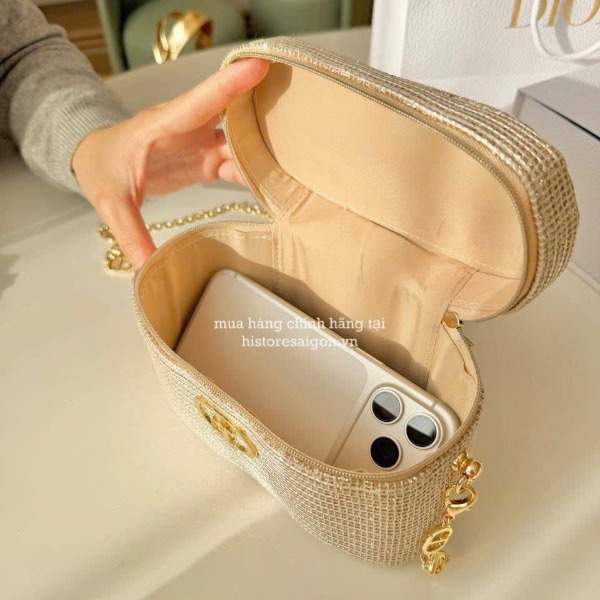 2713 - Túi Dior Crystal Gold Woven Gift Party - Dior Beauty Xmas Gift (Gift Hãng Tặng Khách) [HÀNG CHÍNH HÃNG]