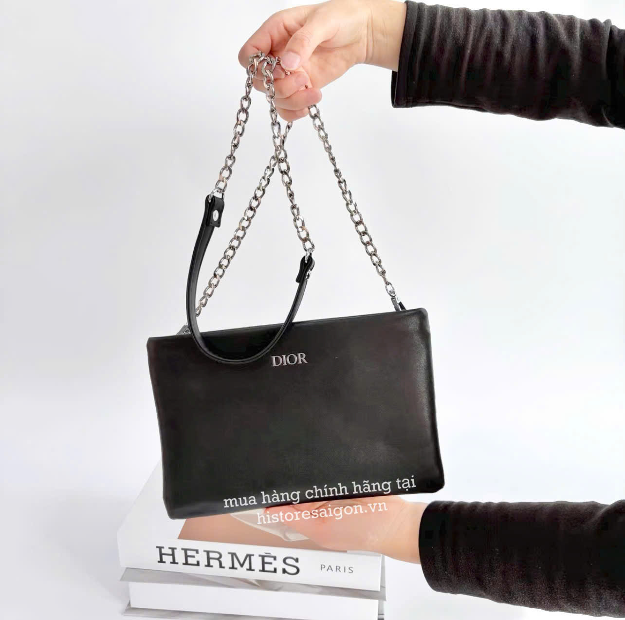 2765 - Túi Dior Hobo Clutch Leather Gift Đen - Túi Dior Da (Gift Hãng Tặng Khách) [HÀNG CHÍNH HÃNG]