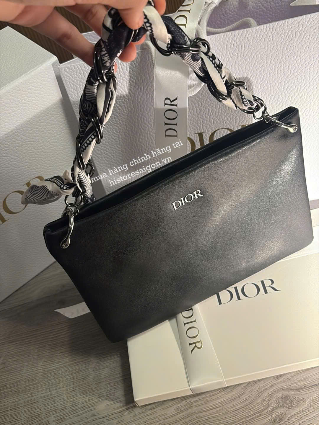 2765 - Túi Dior Hobo Clutch Leather Gift Đen - Túi Dior Da (Gift Hãng Tặng Khách) [HÀNG CHÍNH HÃNG]