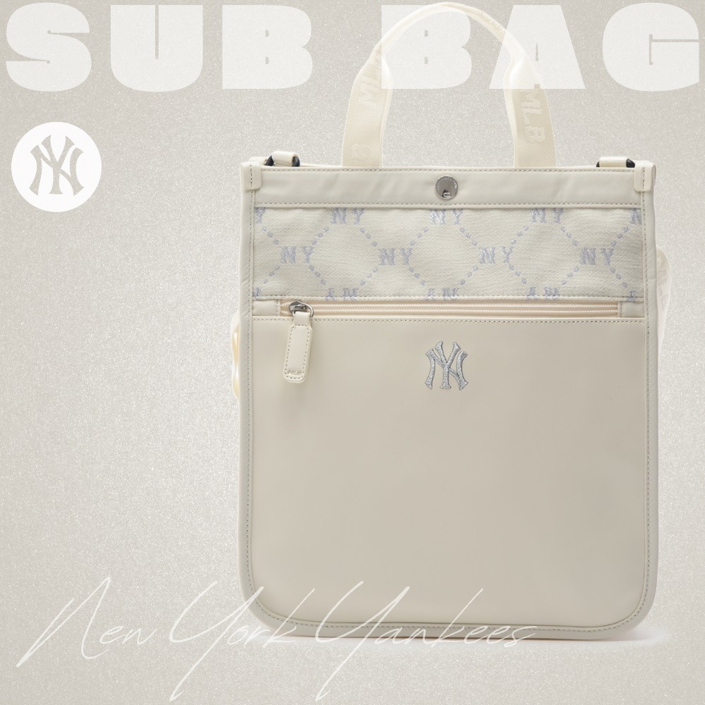 564 -  Túi MLB NY Monogram Sub Bag - Túi Đứng - Trắng Kem - Code 7AUBMD34N 50IVS [HÀNG CHÍNH HÃNG]