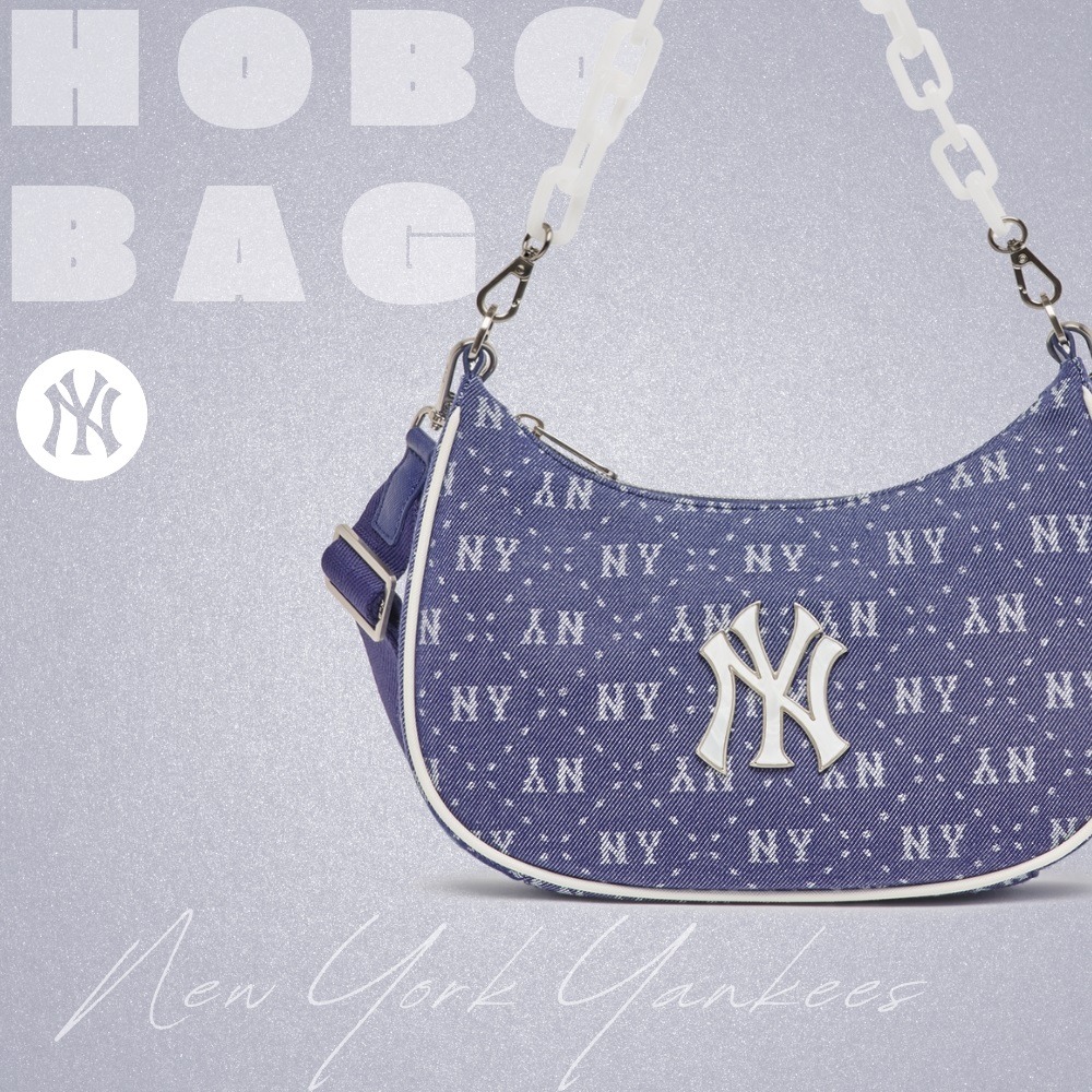 891 -  Túi MLB Diamond Monogram Denim Jacquard Hobo Bag New York Yankees D.Navy - Code 3ABQS023N-50NYD [HÀNG CHÍNH HÃNG]