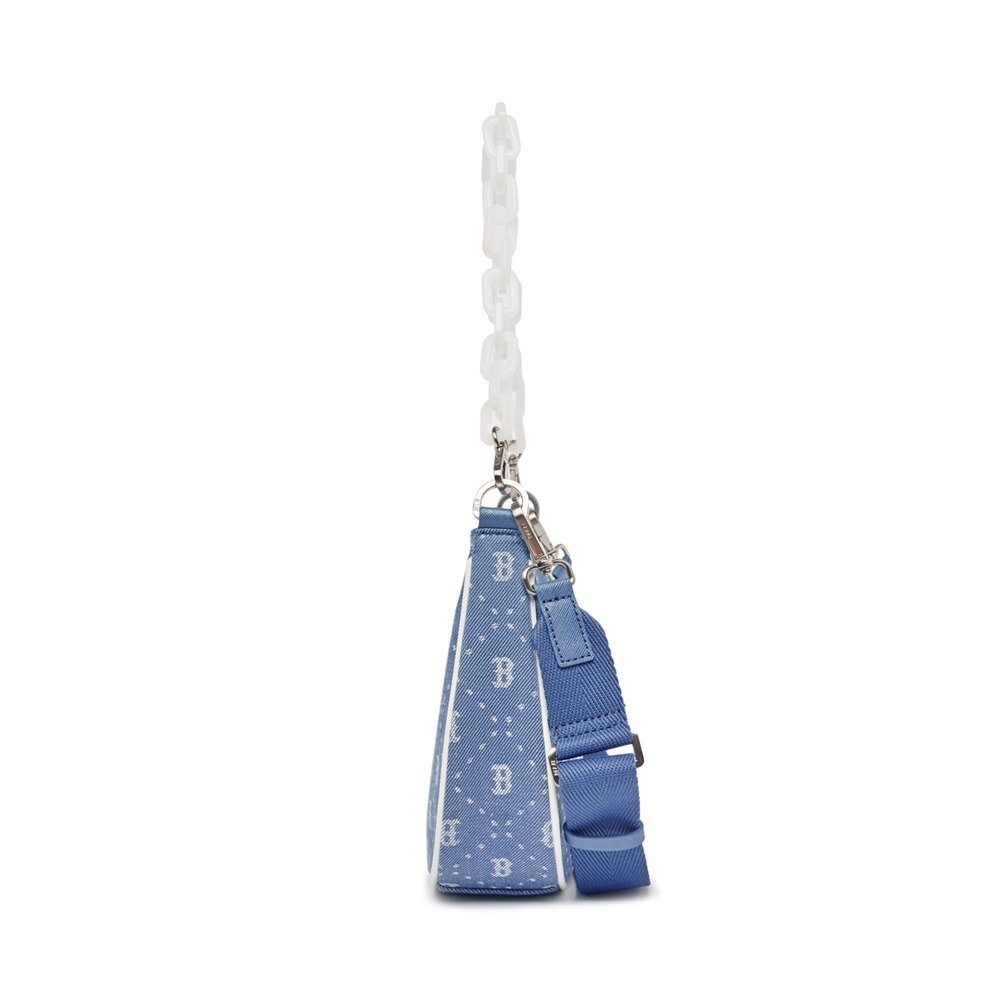 890 -  Túi MLB Diamond Monogram Denim Jacquard Hobo Bag Boston Red Sox L.Sky Blue - Code 3ABQS023N-43SBL [HÀNG CHÍNH HÃNG]