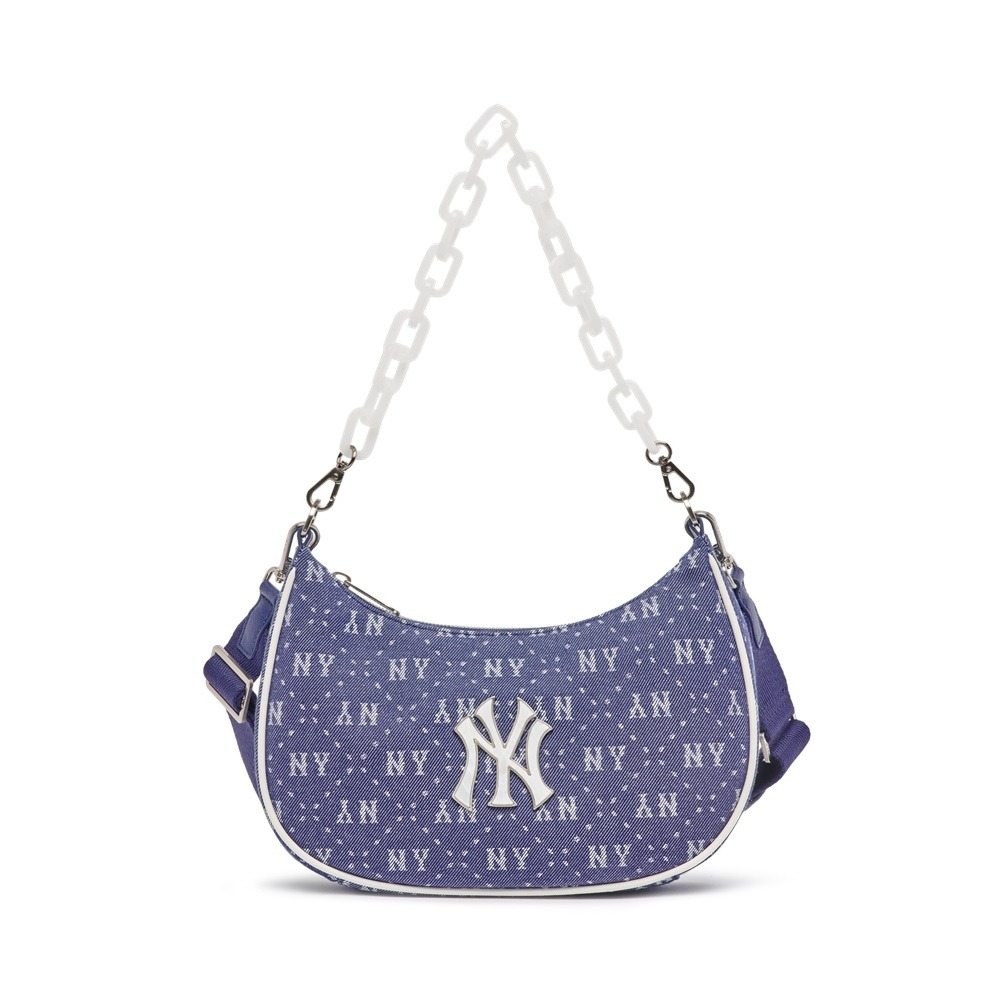 891 -  Túi MLB Diamond Monogram Denim Jacquard Hobo Bag New York Yankees D.Navy - Code 3ABQS023N-50NYD [HÀNG CHÍNH HÃNG]