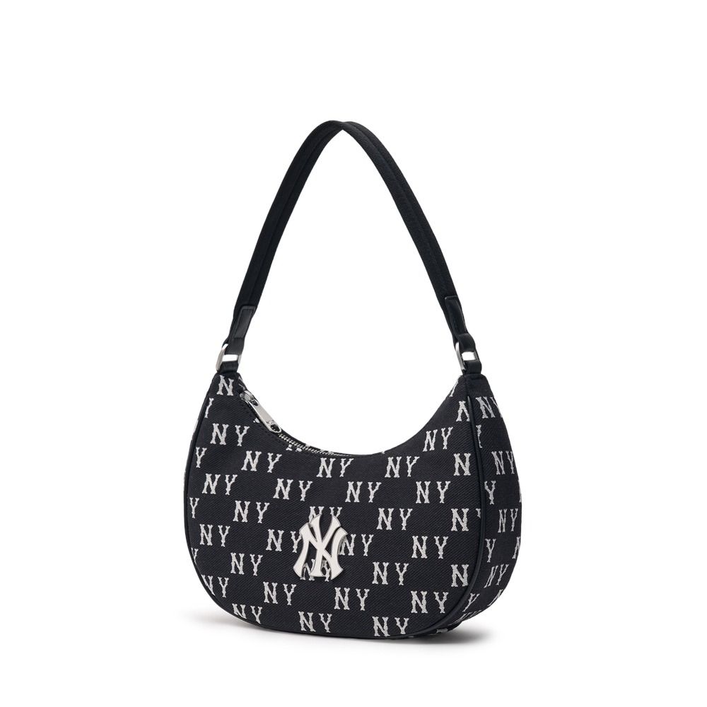 888 -  Túi MLB Monogram Jacquard Hobo Bag New York Yankees - Black - Kẹp nách - Code 3ABQS014N-50BKS [HÀNG CHÍNH HÃNG]