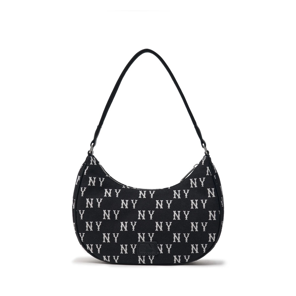 888 -  Túi MLB Monogram Jacquard Hobo Bag New York Yankees - Black - Kẹp nách - Code 3ABQS014N-50BKS [HÀNG CHÍNH HÃNG]