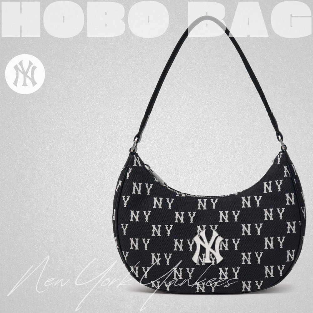 888 -  Túi MLB Monogram Jacquard Hobo Bag New York Yankees - Black - Kẹp nách - Code 3ABQS014N-50BKS [HÀNG CHÍNH HÃNG]