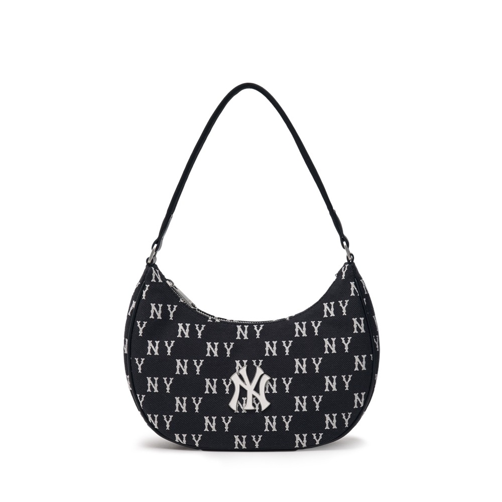 888 -  Túi MLB Monogram Jacquard Hobo Bag New York Yankees - Black - Kẹp nách - Code 3ABQS014N-50BKS [HÀNG CHÍNH HÃNG]