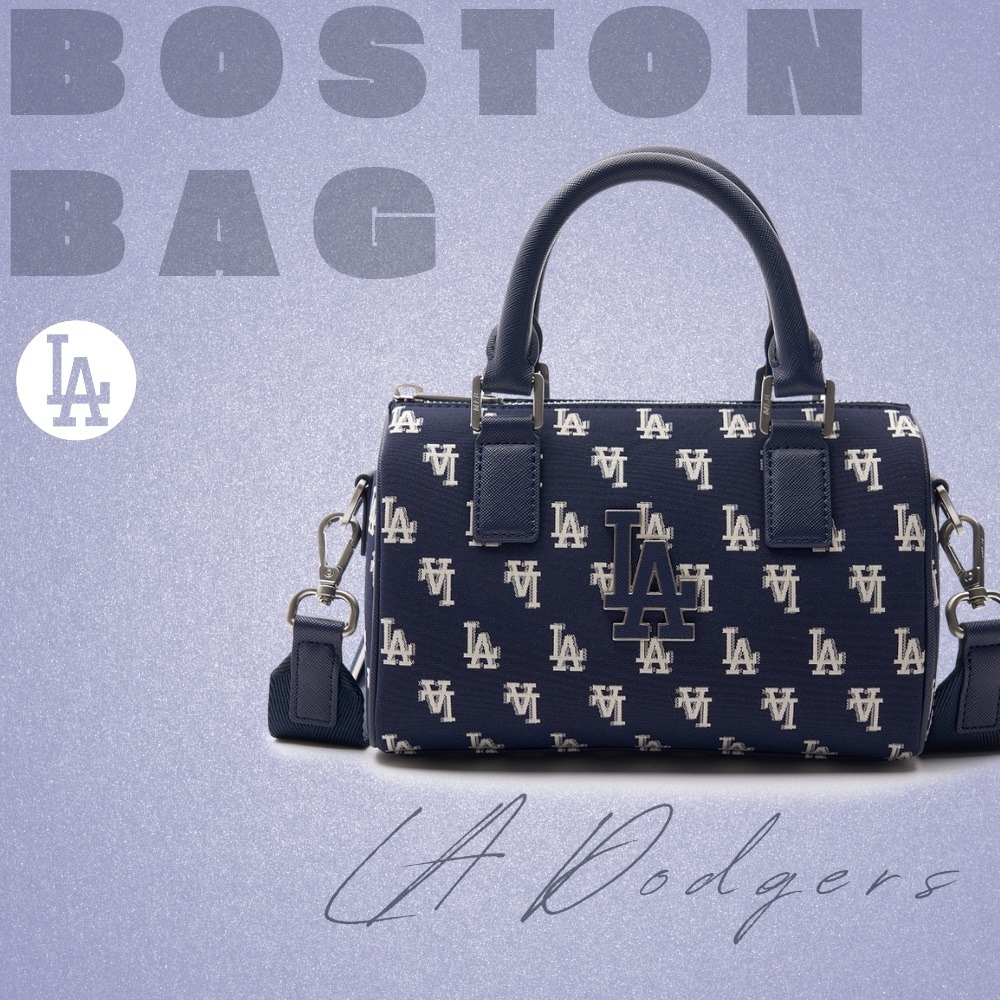 501 -  Túi MLB Korea Monogram Jacquard Boston Bag LA Dodgers D.Navy - Xanh Navy Monogram - Code 3ABWS013N-07NYD [HÀNG CHÍNH HÃNG]