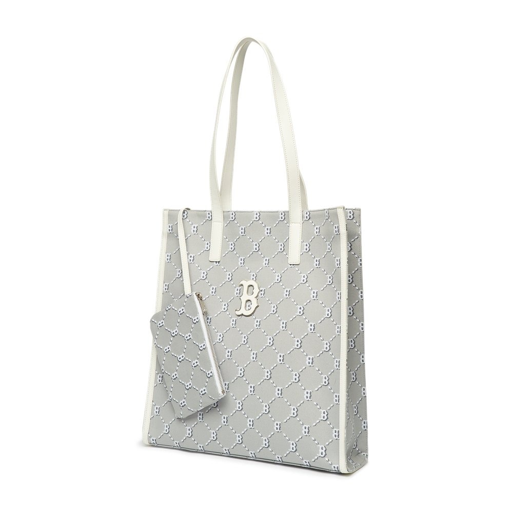 742 -  Túi MLB Tote Mono Diamond Jackquard Big B Grey - Xám Trắng - Code 3AORM012N 43GRS [HÀNG CHÍNH HÃNG]