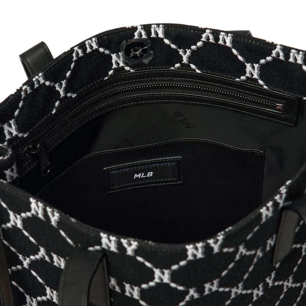 744 -  Túi MLB Tote Mono Diamond Jackquard NY Black - Đen - Code 3AORM012N 50BKS [HÀNG CHÍNH HÃNG]