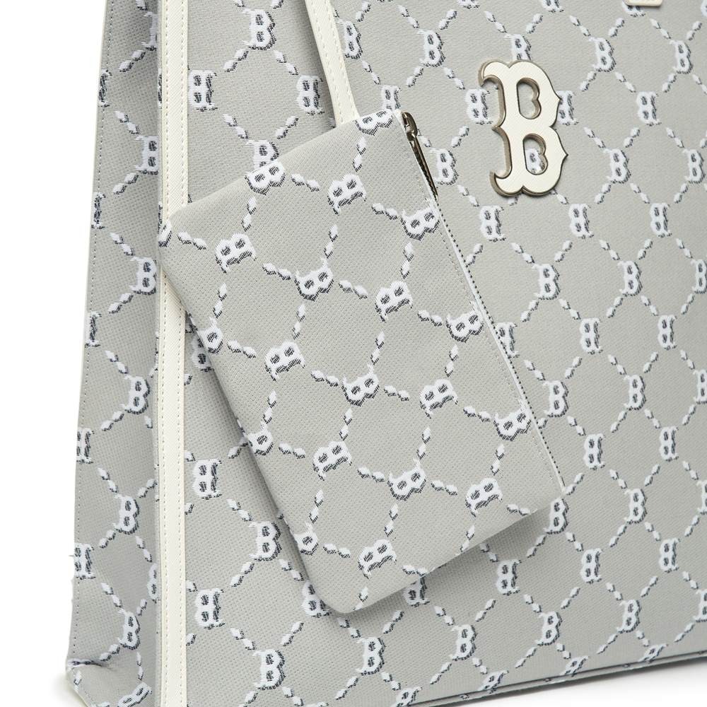 742 -  Túi MLB Tote Mono Diamond Jackquard Big B Grey - Xám Trắng - Code 3AORM012N 43GRS [HÀNG CHÍNH HÃNG]