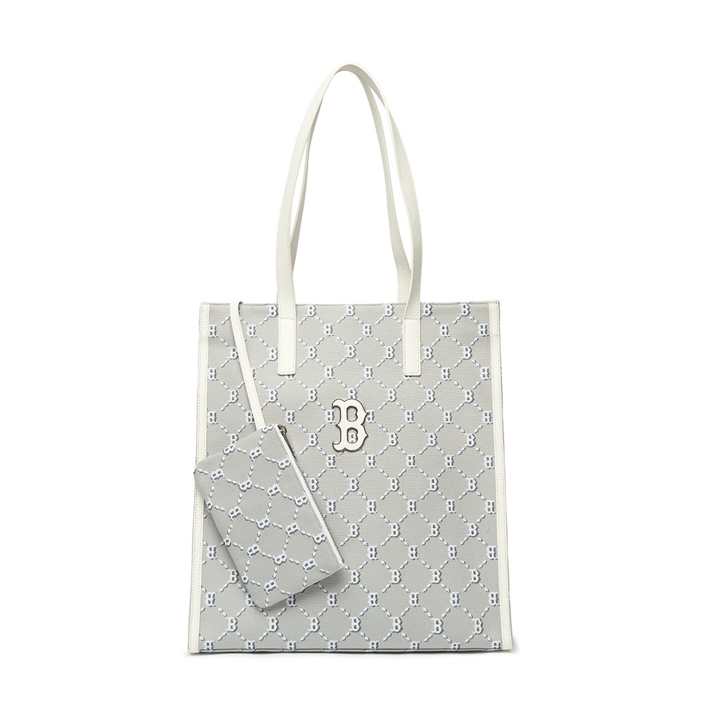 742 -  Túi MLB Tote Mono Diamond Jackquard Big B Grey - Xám Trắng - Code 3AORM012N 43GRS [HÀNG CHÍNH HÃNG]