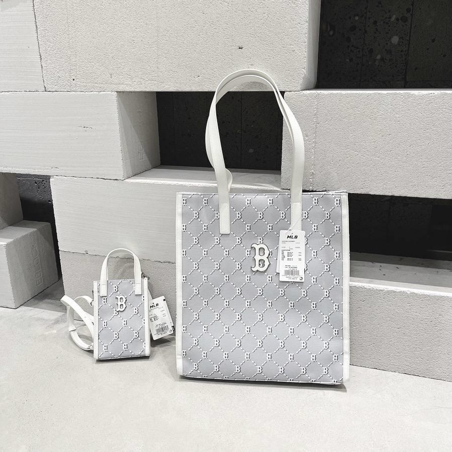 742 -  Túi MLB Tote Mono Diamond Jackquard Big B Grey - Xám Trắng - Code 3AORM012N 43GRS [HÀNG CHÍNH HÃNG]