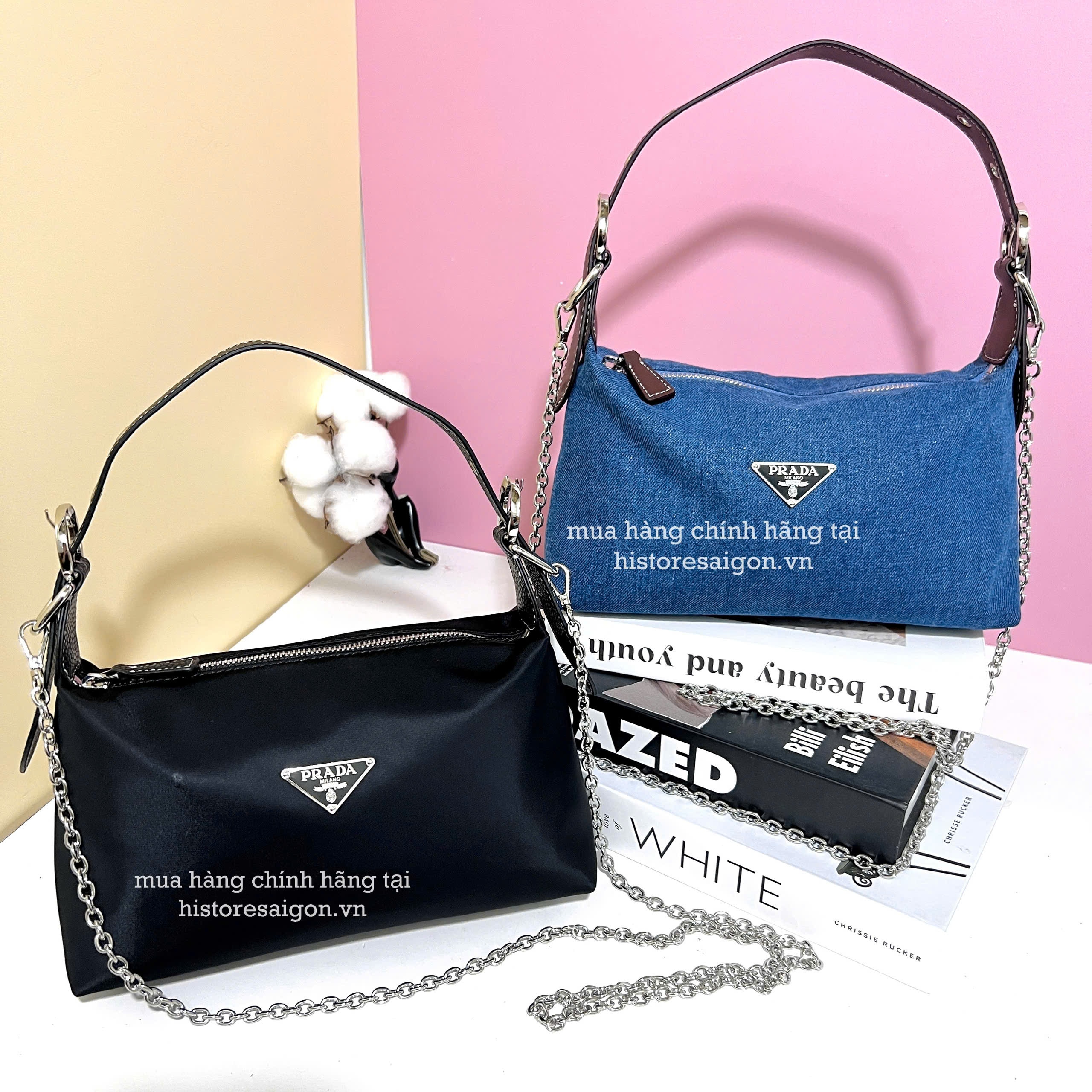 2066 - Túi Prada Gift Denim Shoulder Bag (Gift Hãng Tặng Khách) [HÀNG CHÍNH HÃNG]