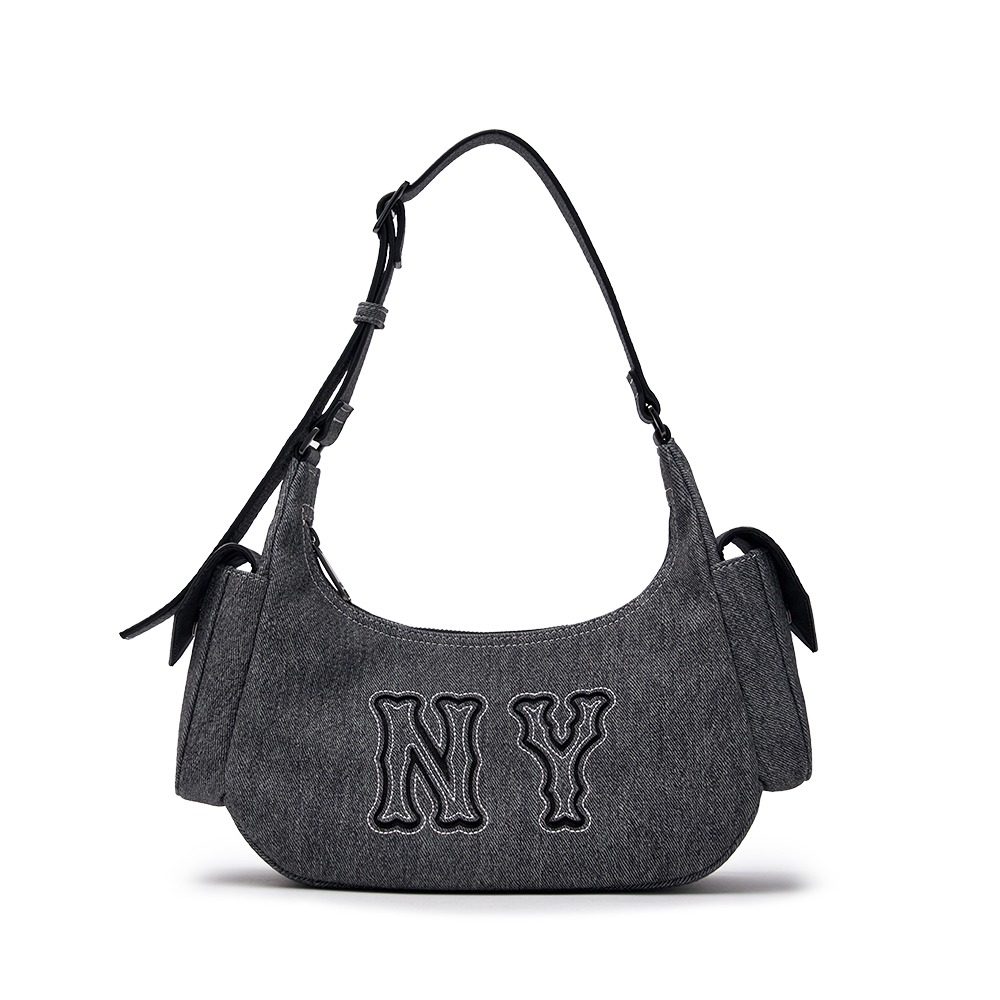 1221 - Túi MLB Basic Mega Logo Denim Cargo Bag New York Yankees Black 3ABQM034N-50BKS [HÀNG CHÍNH HÃNG]