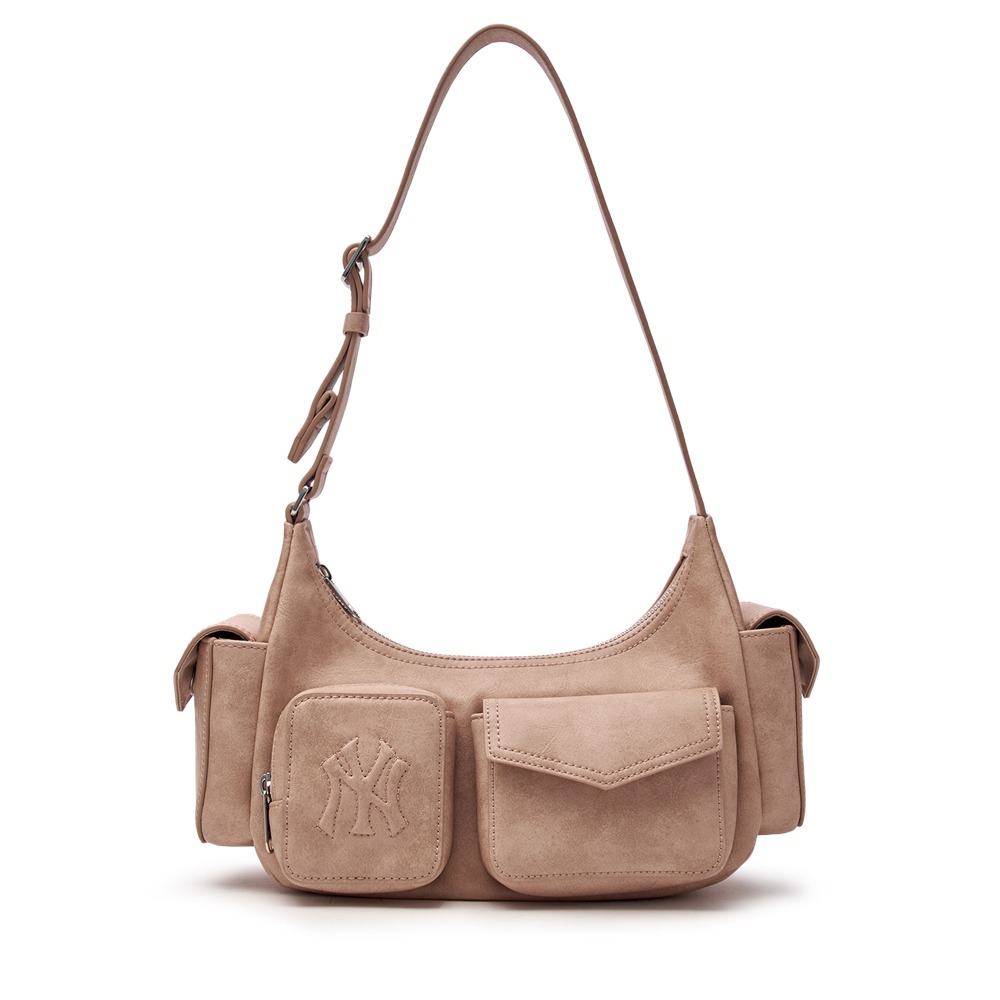 1155 - Túi Kẹp Nách MLB Multi Pocket Cargo New York Yankees 3ABQBV25N-50PKS Hồng Nude [HÀNG CHÍNH HÃNG]