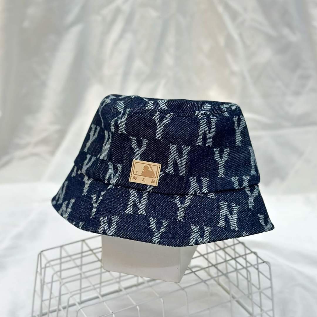 032 -  Nón Bucket MLB Xanh Dương Monogram NY [HÀNG CHÍNH HÃNG]