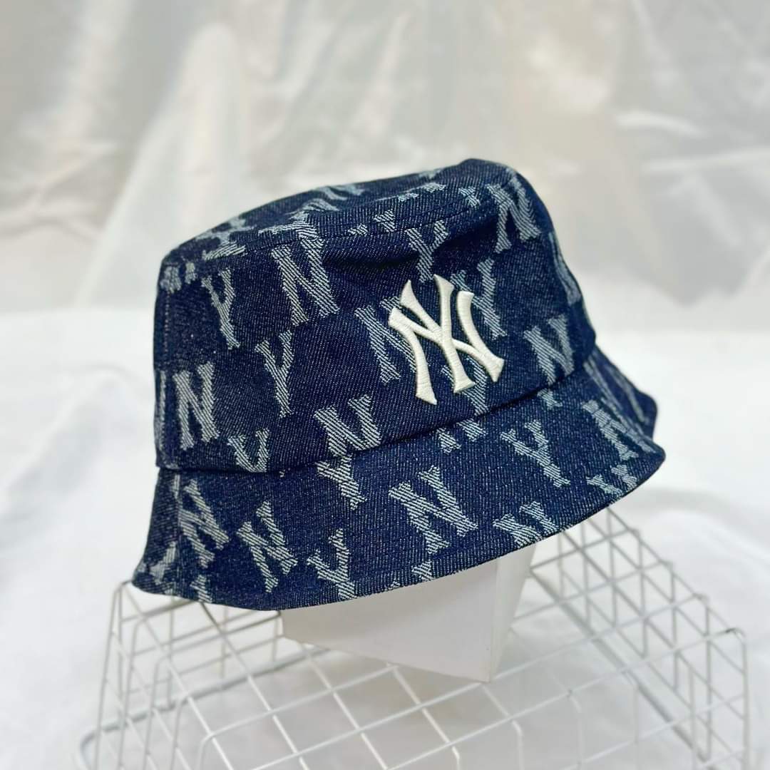 032 -  Nón Bucket MLB Xanh Dương Monogram NY [HÀNG CHÍNH HÃNG]