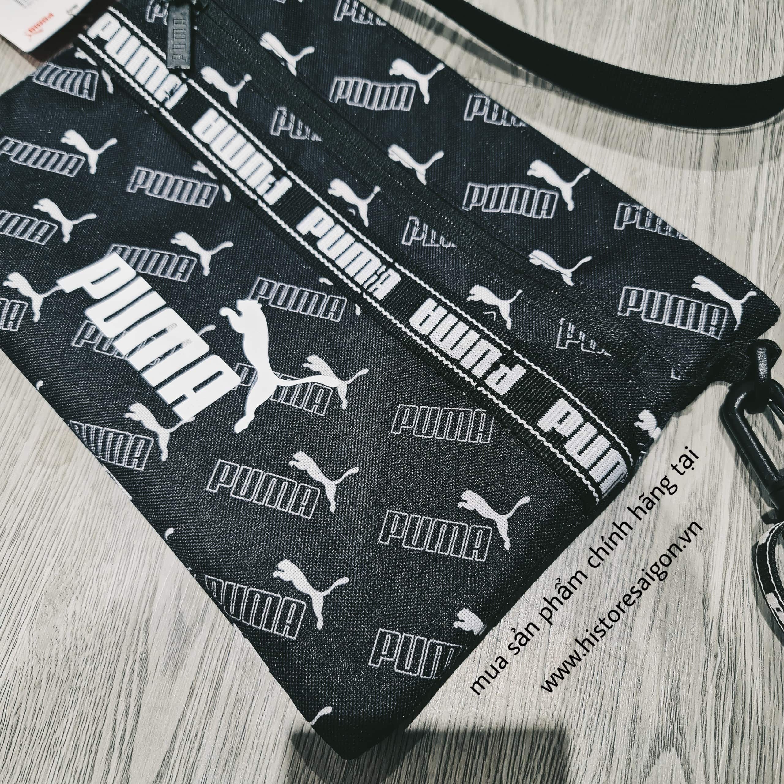 054 -  Túi Puma Đen Monogram - Bản rộng [HÀNG CHÍNH HÃNG]