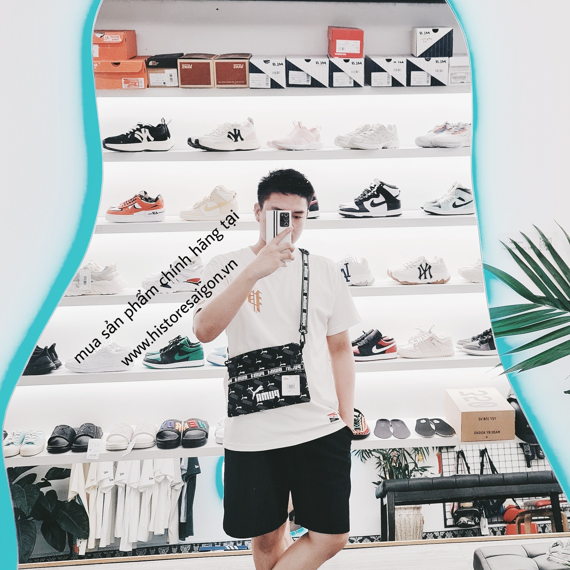 054 -  Túi Puma Đen Monogram - Bản rộng [HÀNG CHÍNH HÃNG]