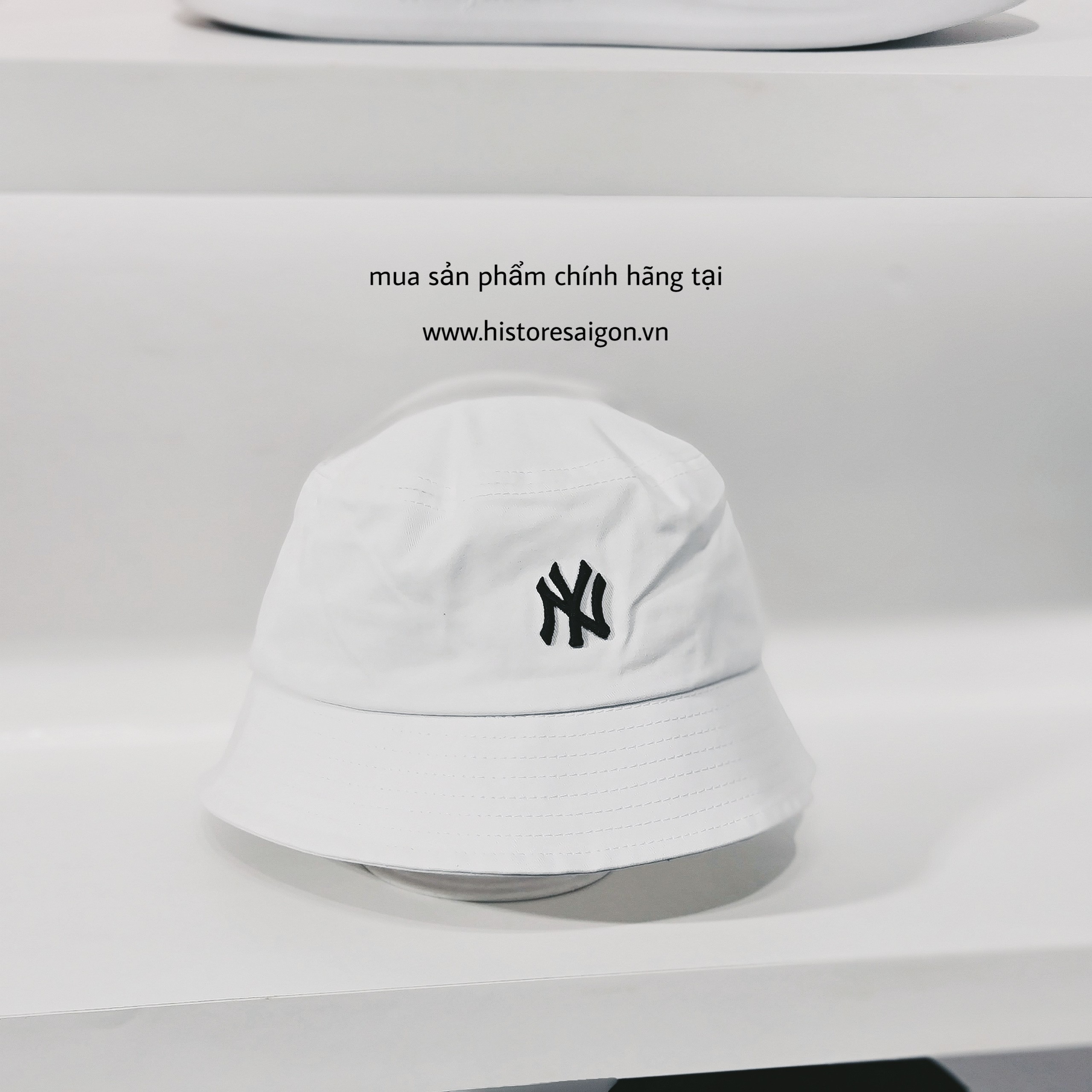 069 -  Nón Bucket MLB Trắng NY [HÀNG CHÍNH HÃNG]