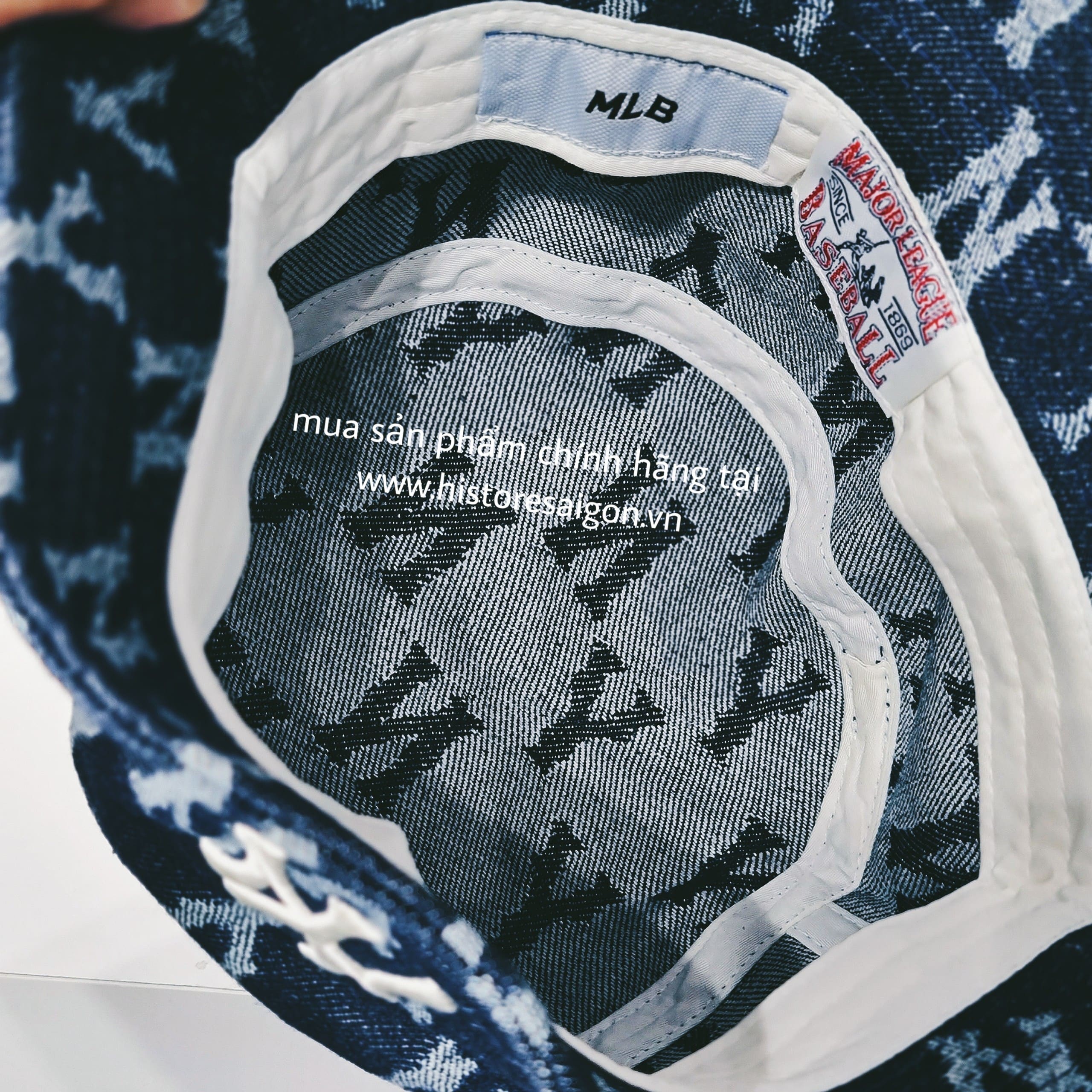 032 -  Nón Bucket MLB Xanh Dương Monogram NY [HÀNG CHÍNH HÃNG]