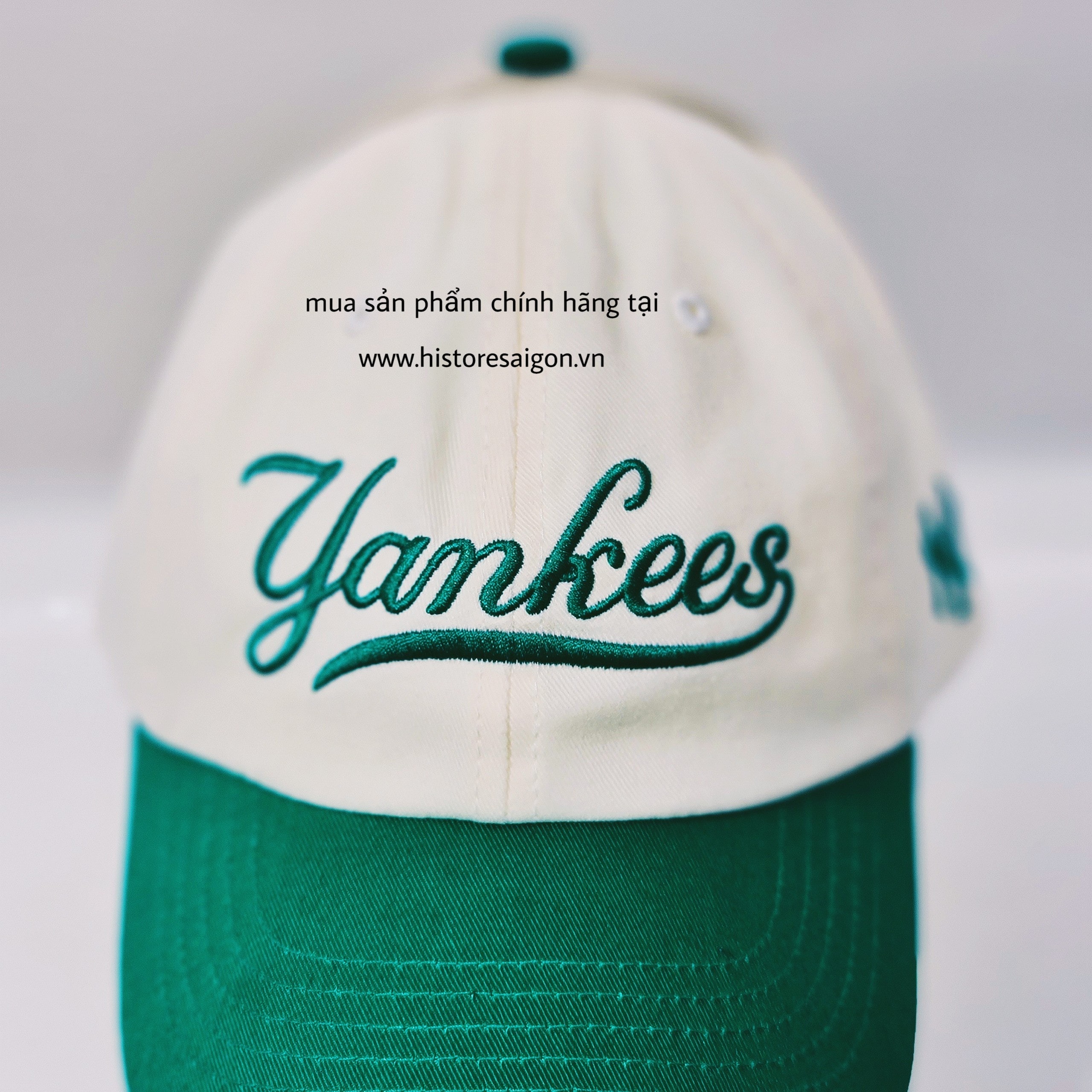 042 -  Nón MLB Trắng Kem - Yankee xanh lá [HÀNG CHÍNH HÃNG]