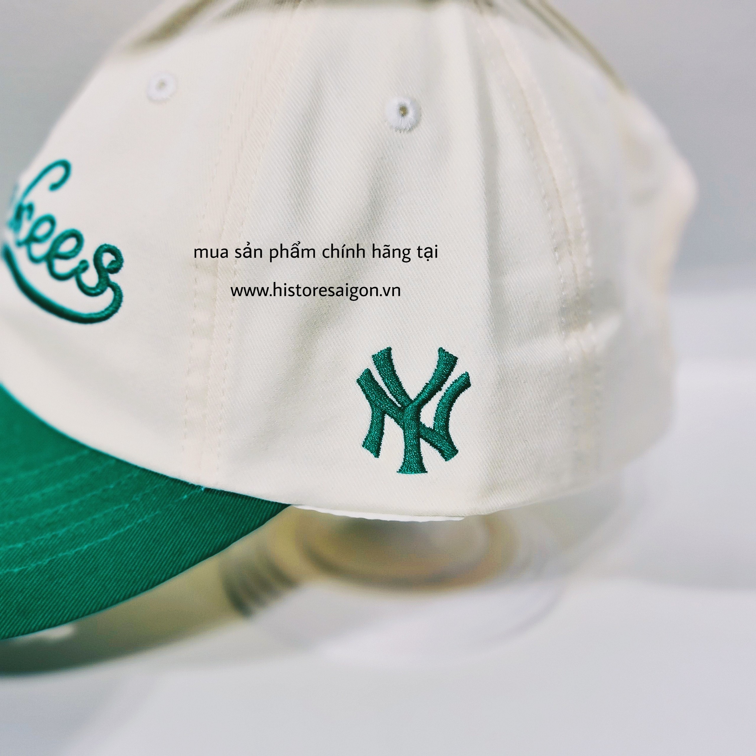 042 -  Nón MLB Trắng Kem - Yankee xanh lá [HÀNG CHÍNH HÃNG]